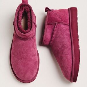 New In Box UGG Fuchsia Suede Ankle Booties
